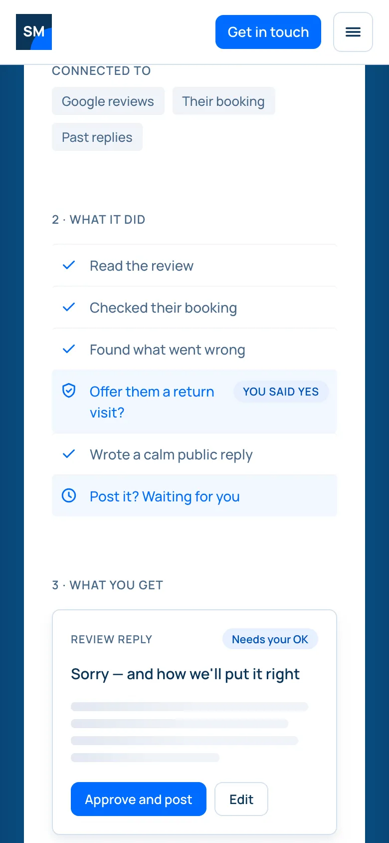 A finished website on a phone
